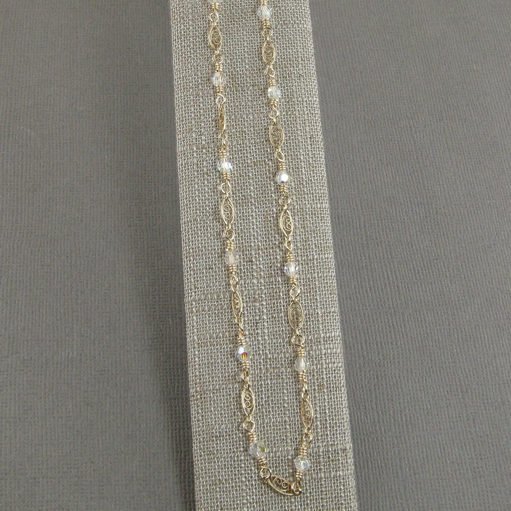 Crystal Necklace | Gold Chain Necklace | Dainty Crystal Gold Necklace