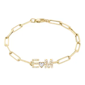 Custom Initials Gemstone Paperclip Bracelet