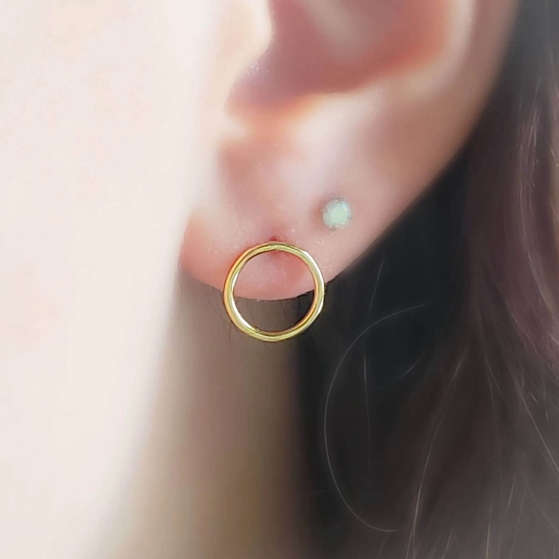 Dainty Modern Circle Studs