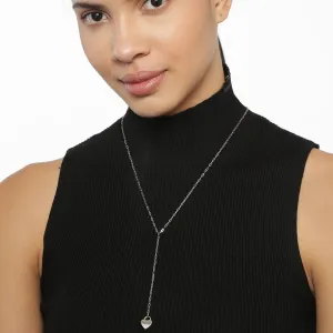DAINTY SILVER-TONED HEART DROP PENDANT CHAIN-LINK NECKLACE