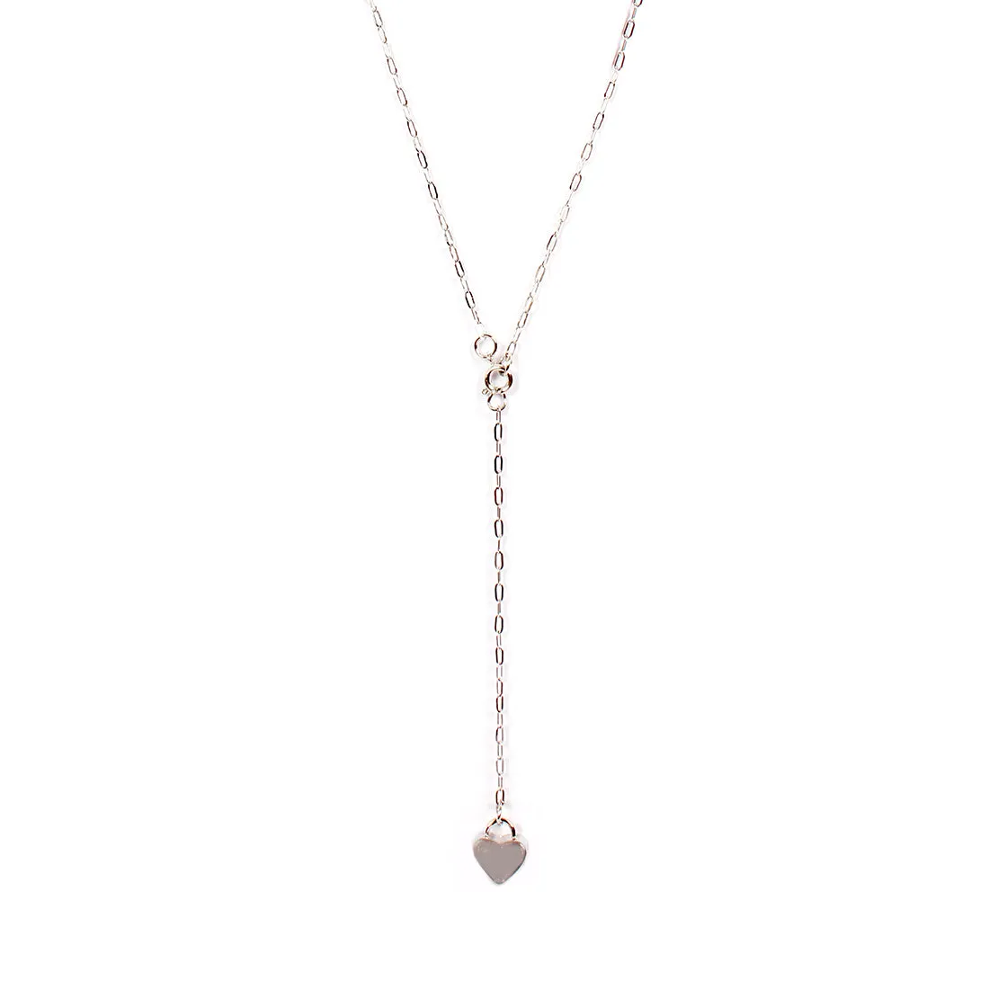 DAINTY SILVER-TONED HEART DROP PENDANT CHAIN-LINK NECKLACE