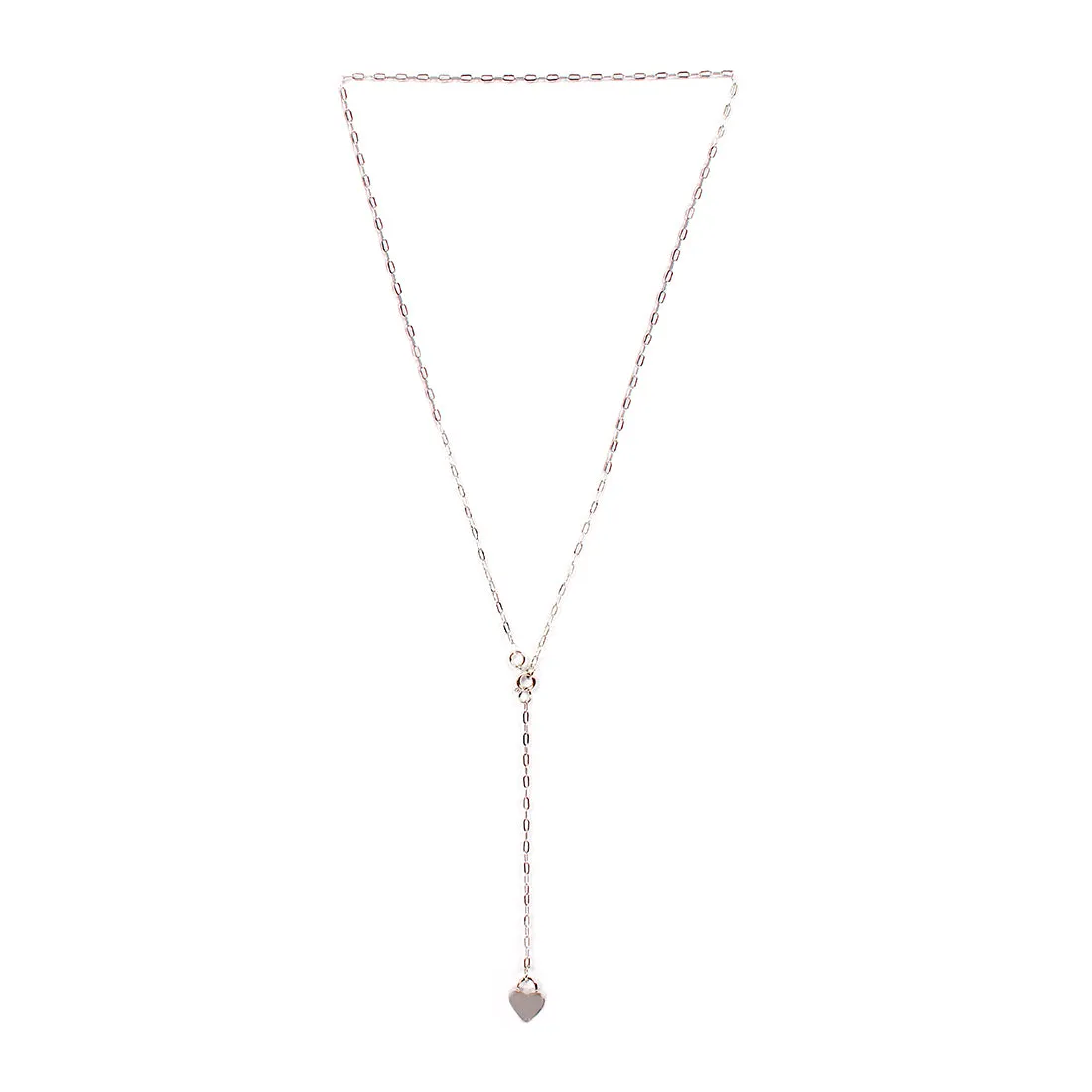 DAINTY SILVER-TONED HEART DROP PENDANT CHAIN-LINK NECKLACE