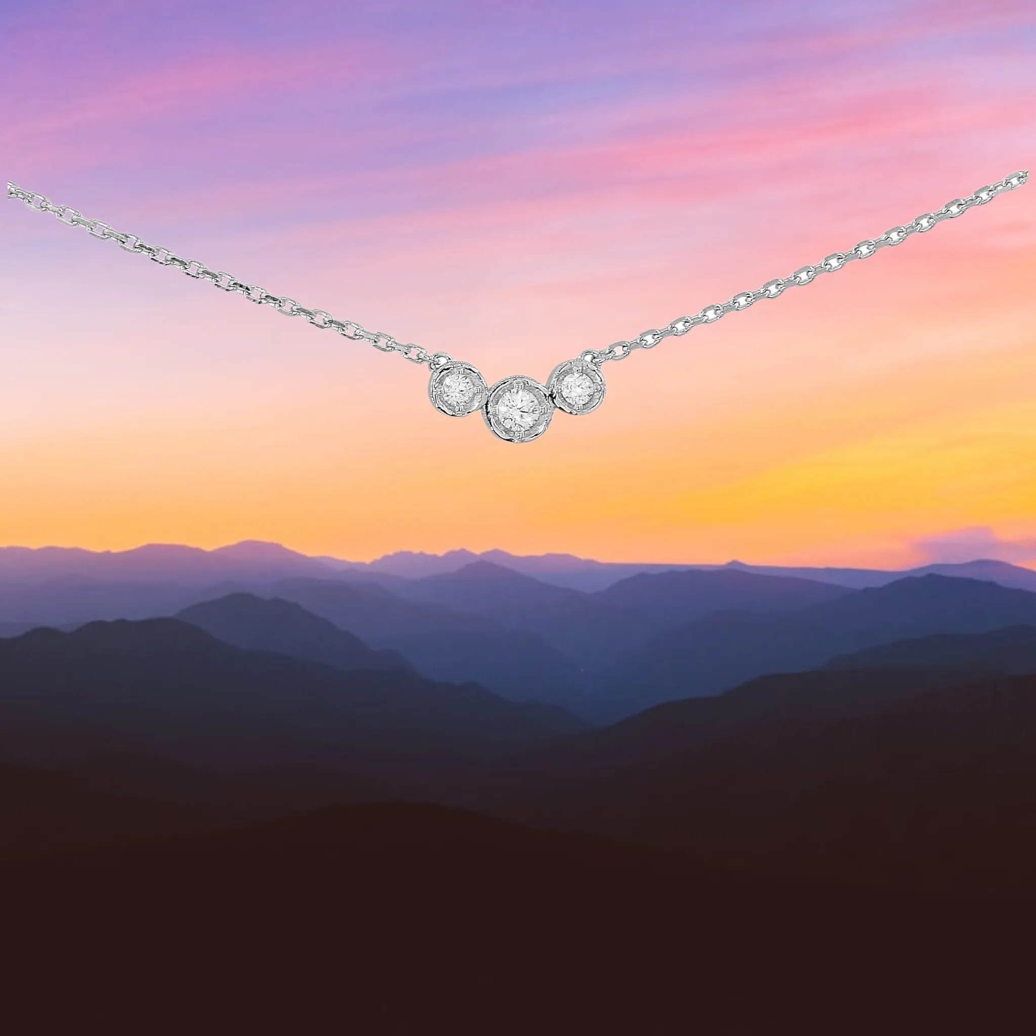 Dainty Trio Bezel Necklace