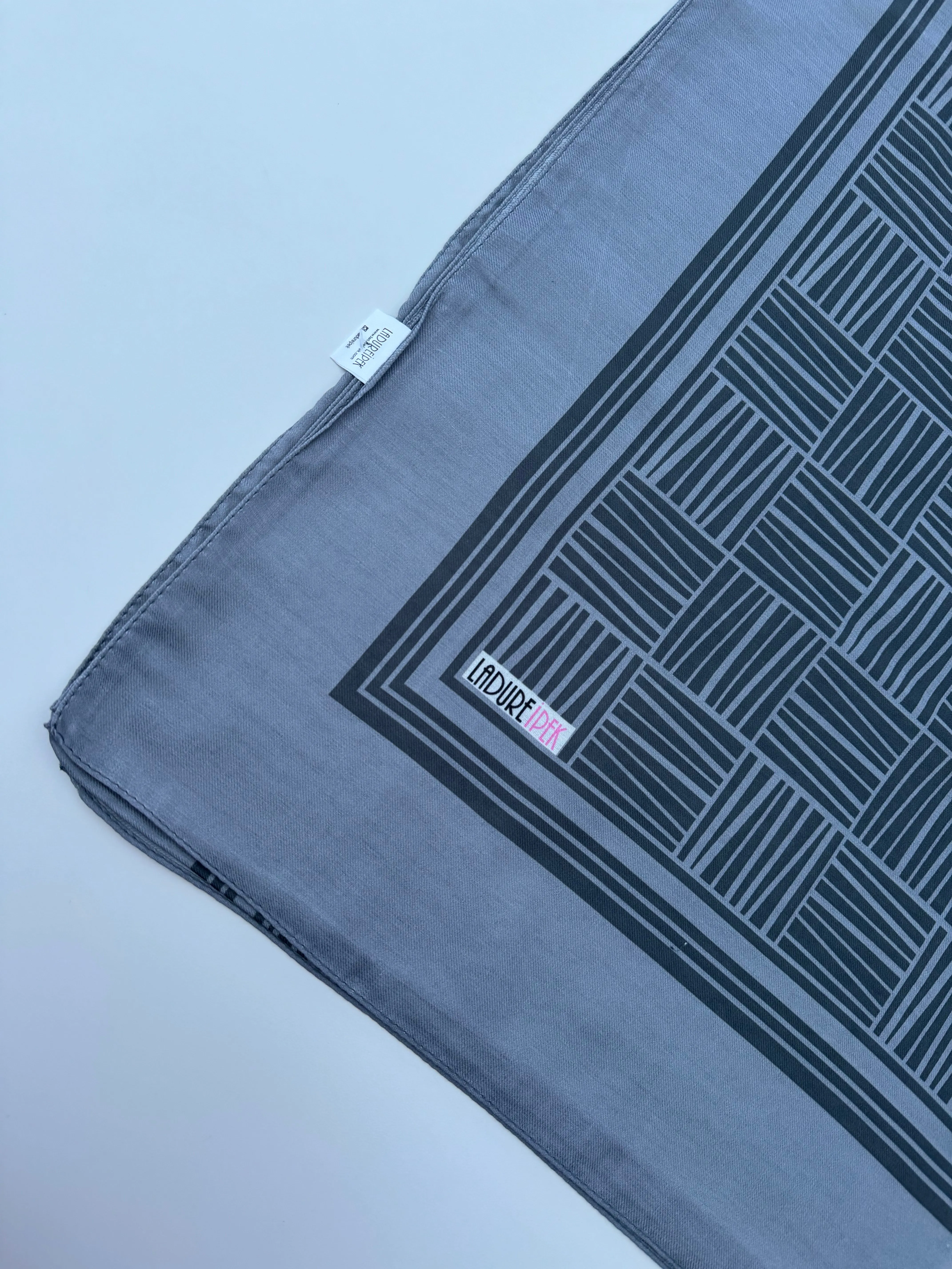 Dark Grey Lined Jacquard Scarf