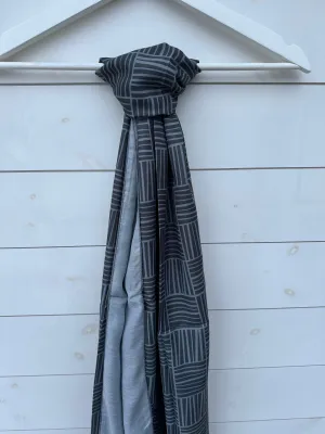 Dark Grey Lined Jacquard Scarf