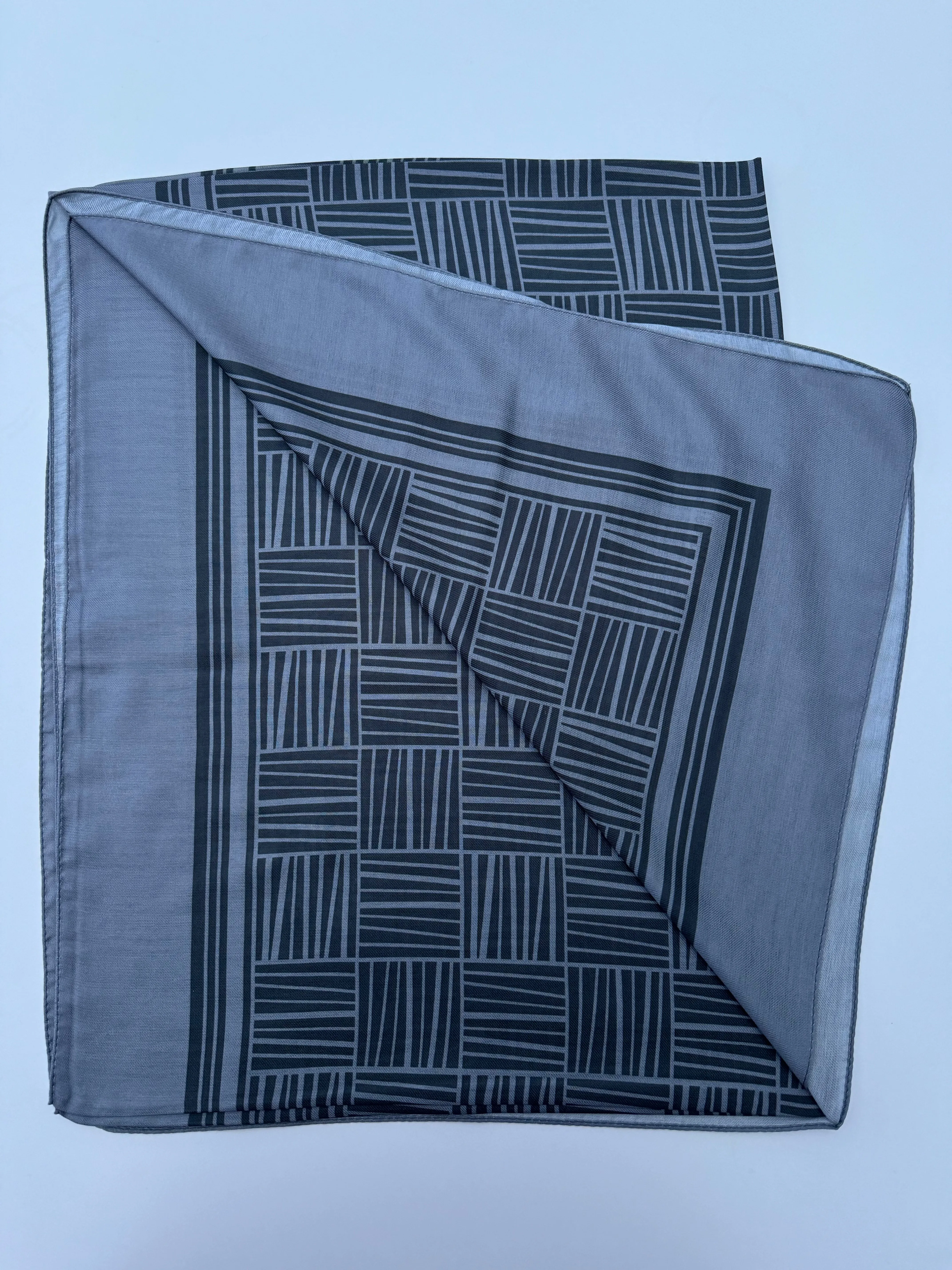 Dark Grey Lined Jacquard Scarf