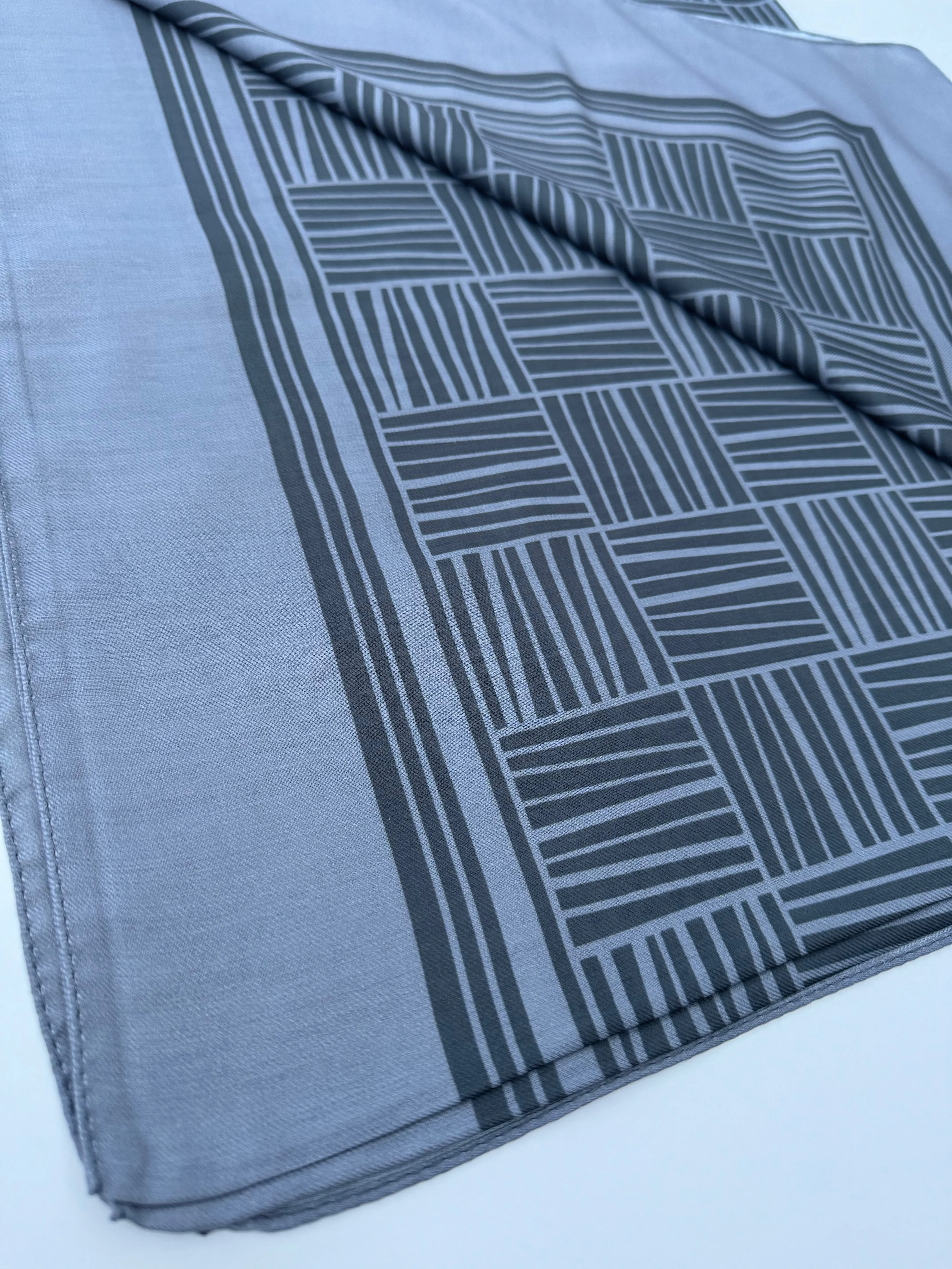 Dark Grey Lined Jacquard Scarf