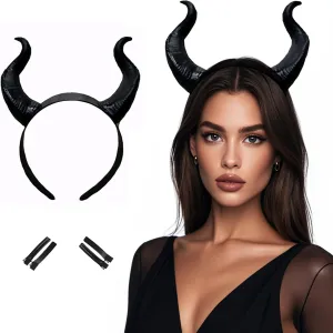 Devil Horns Headband black Cosplay Horn Hair Hoop Gothic Beauty Halloween Dress Up Hair Accessories Hairdress for Halloween Christmas Party Dress Up