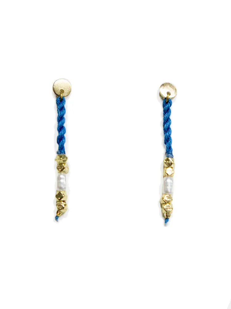 Devin Corded Dangle Earrings - Blue