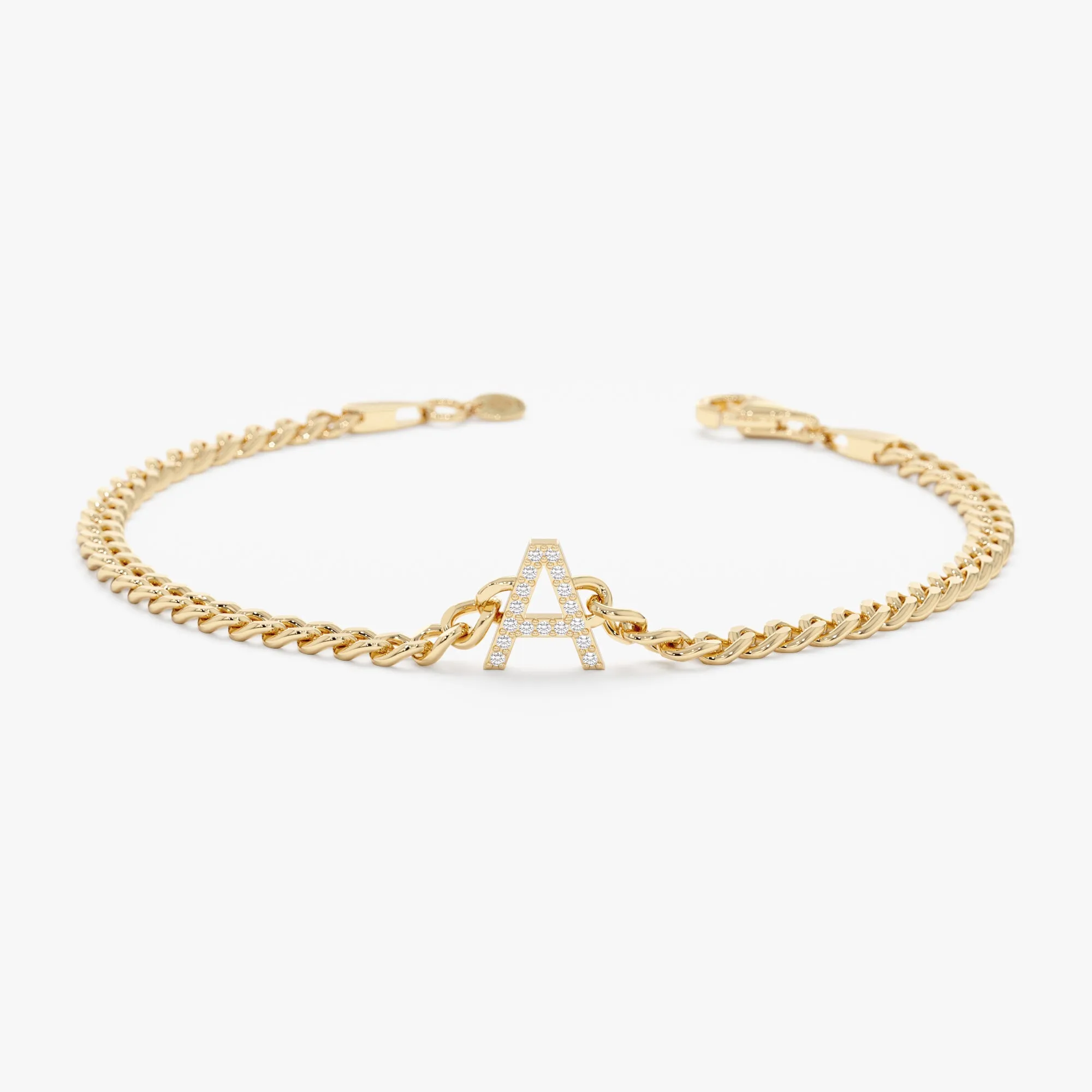 Diamond Initial Cuban Chain Bracelet, Vivian