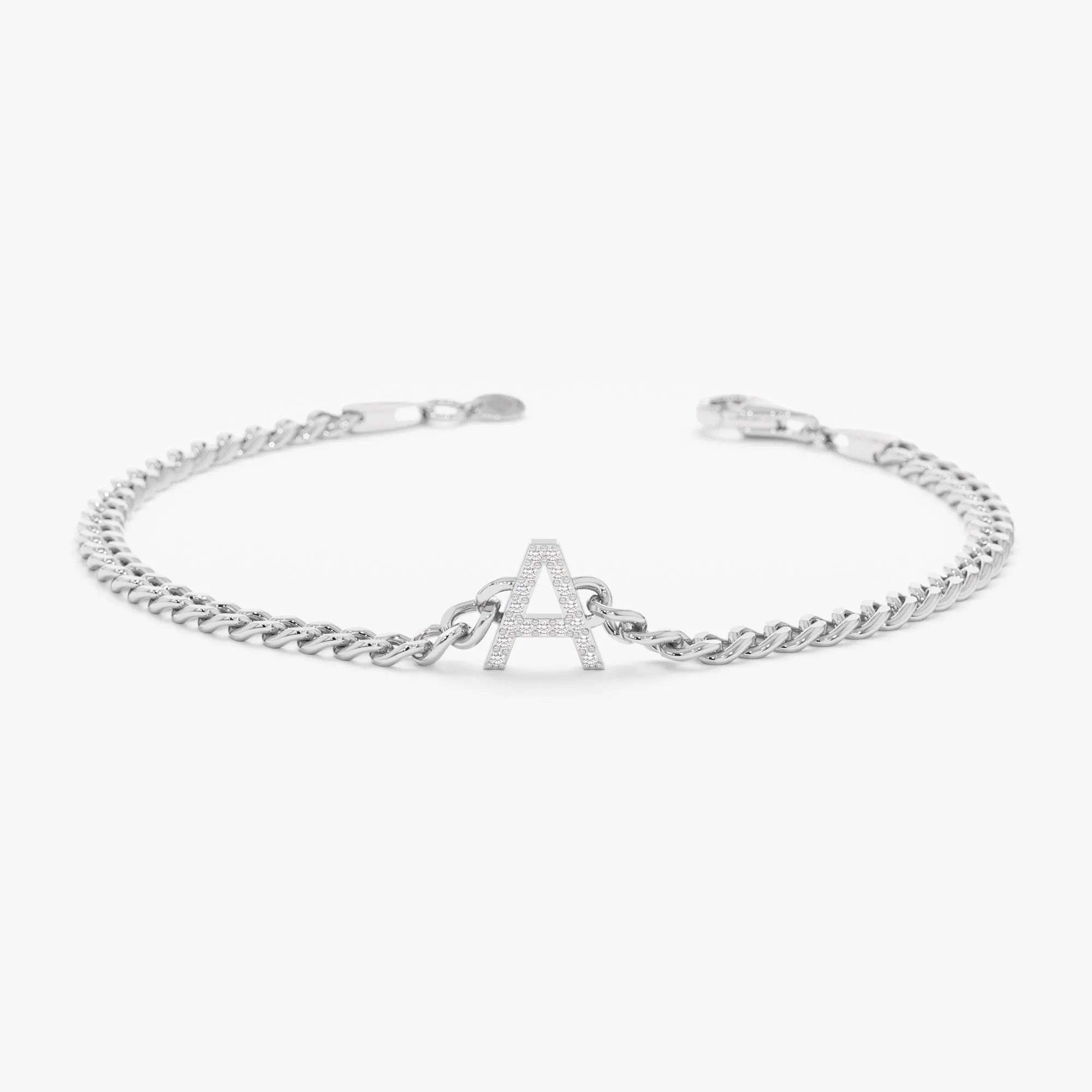 Diamond Initial Cuban Chain Bracelet, Vivian