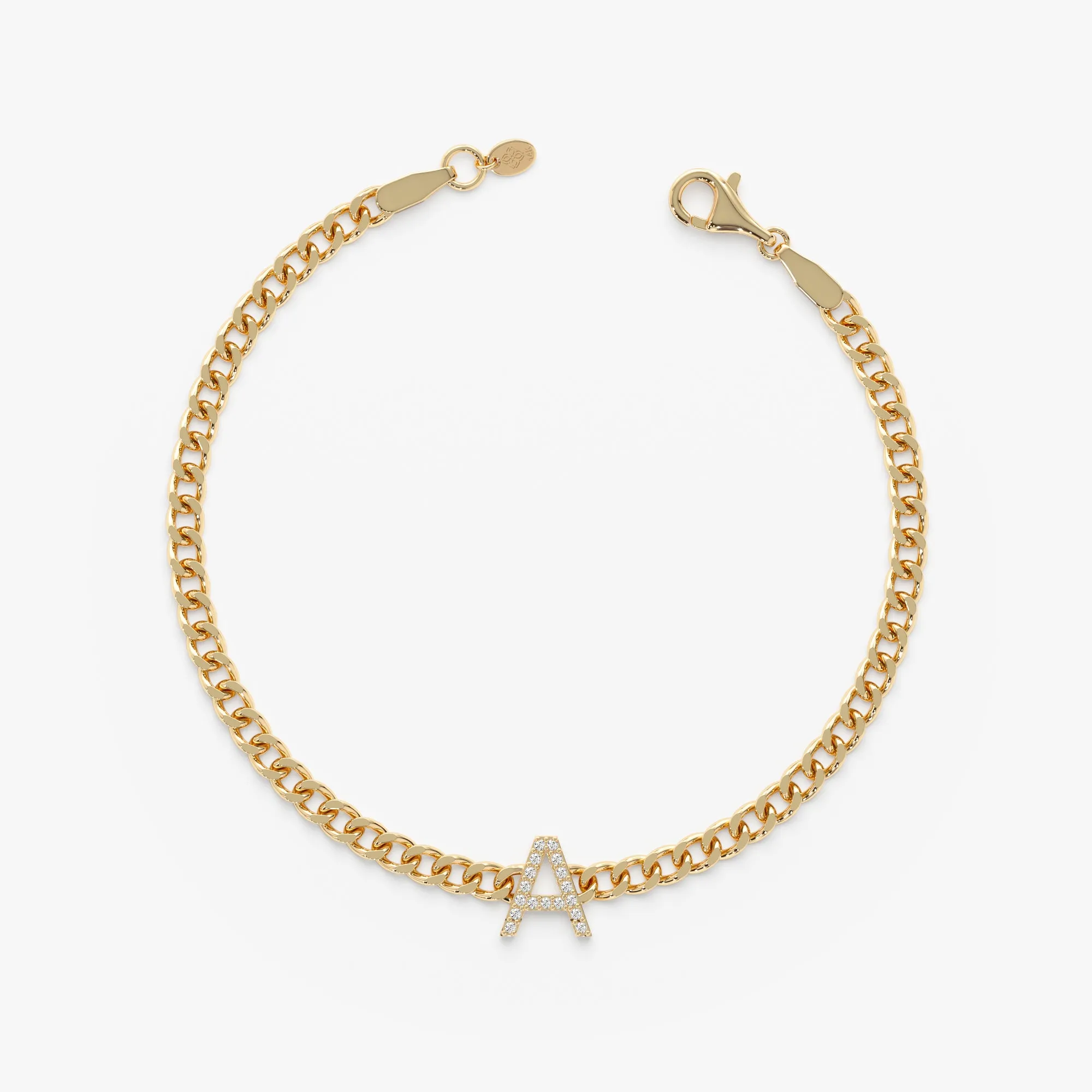 Diamond Initial Cuban Chain Bracelet, Vivian