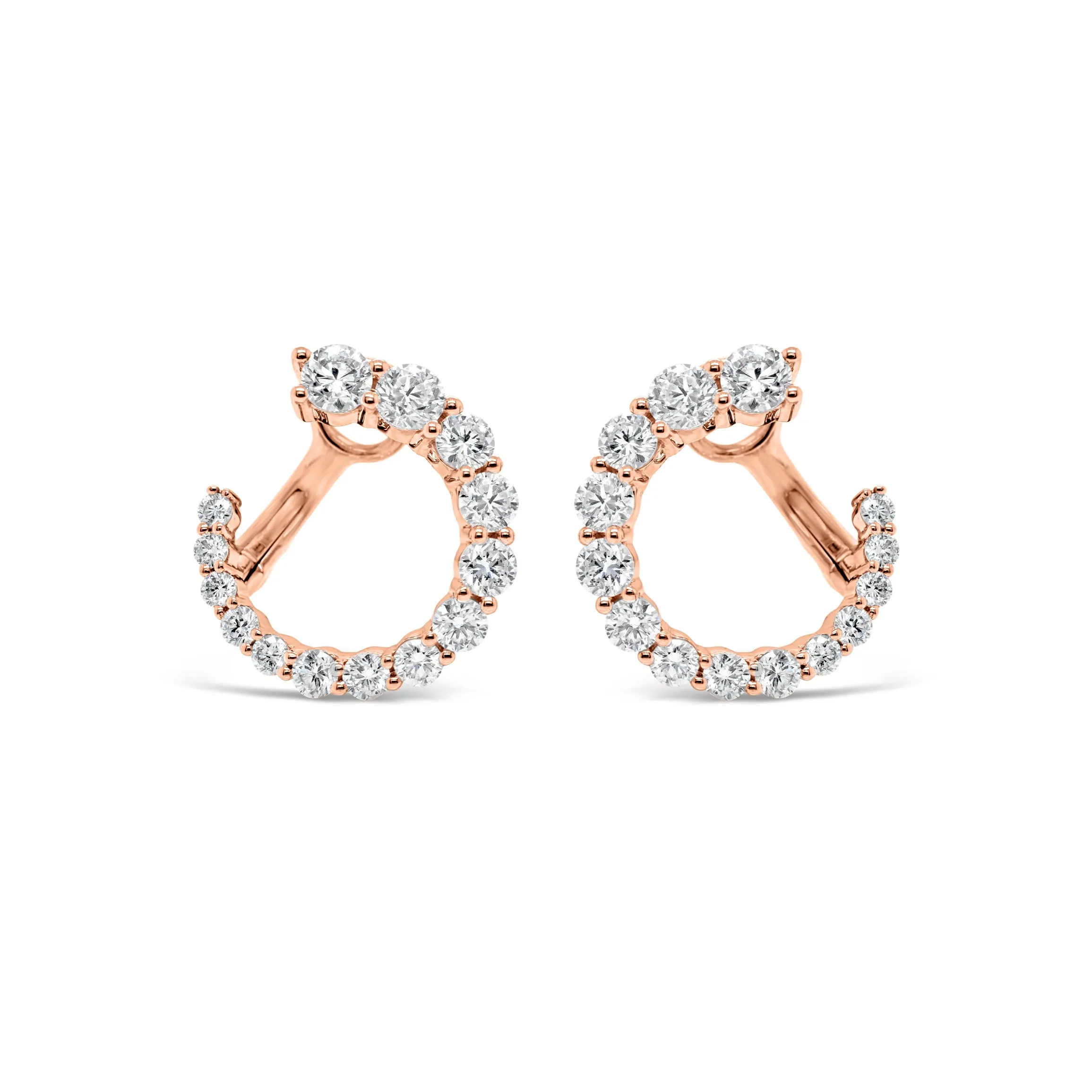 Diamond Small Graduated Front-Facing Hoop Earrings