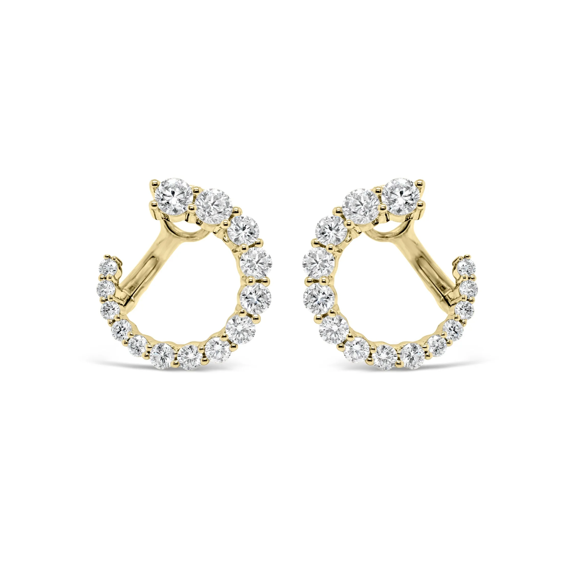 Diamond Small Graduated Front-Facing Hoop Earrings