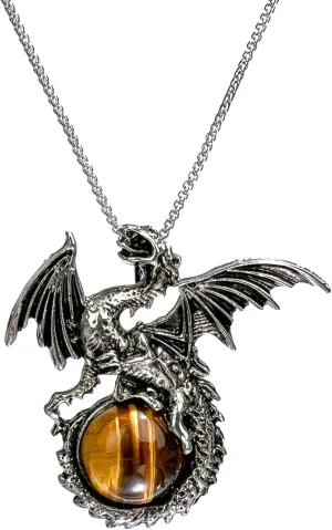 Dragon Necklace - Unique Crystal & Gemstone Pendant for Men & Women - Silver Dinosaur Jewelry Gift