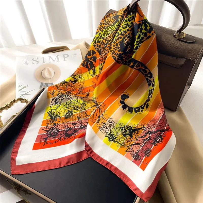 Elegant Leopard Print Silk-like Scarf: Elevate Your Style Game