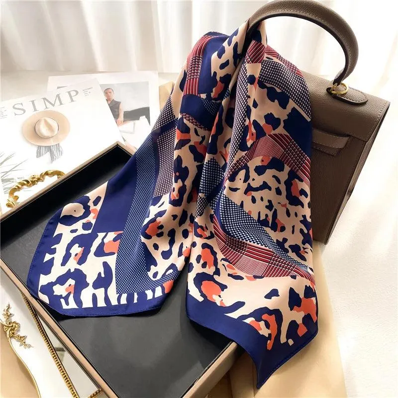 Elegant Leopard Print Silk-like Scarf: Elevate Your Style Game