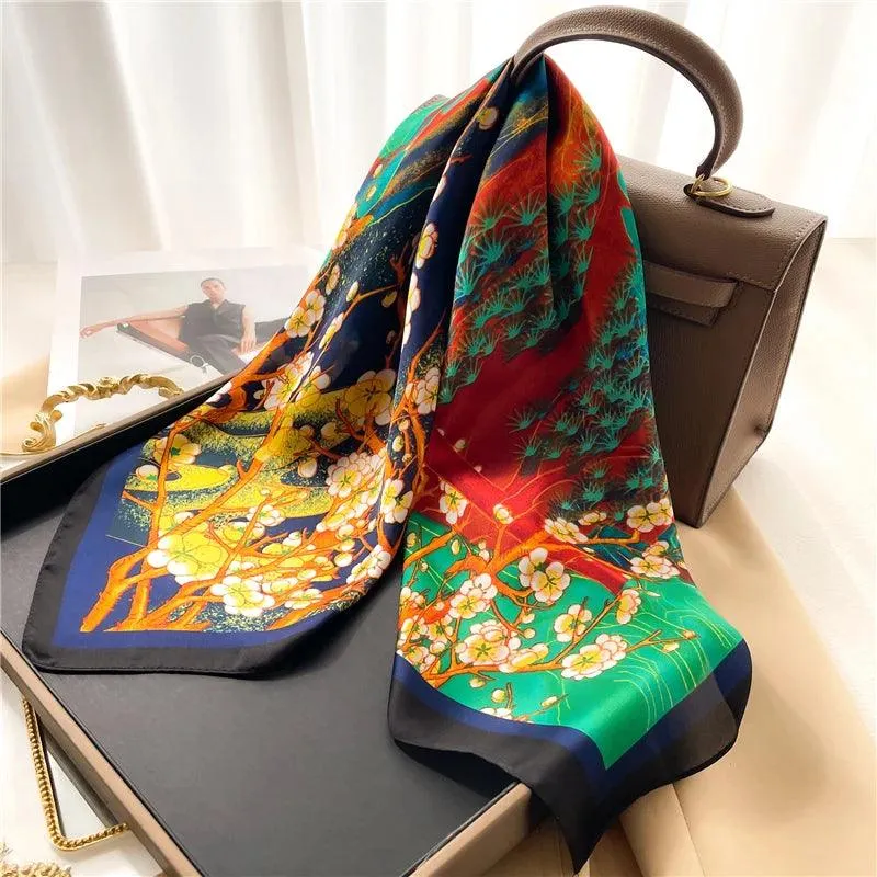 Elegant Leopard Print Silk-like Scarf: Elevate Your Style Game