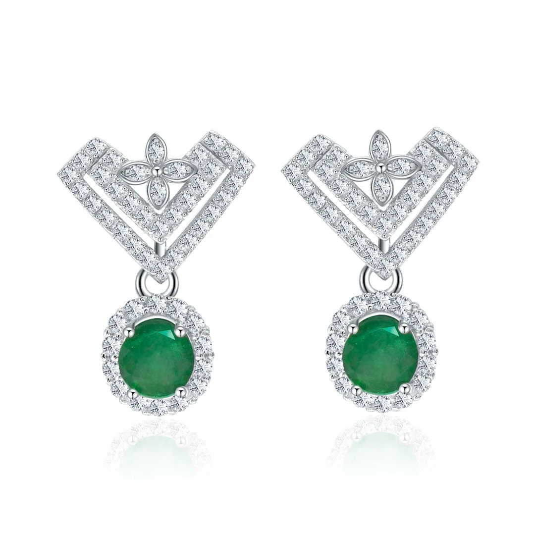 Emerald and Diamonds Vintage-Inspired Earrings