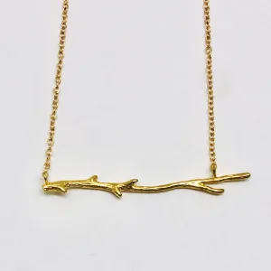 Fine Branch Necklace - 18k Gold Tree Branch Pendant Charm Necklace