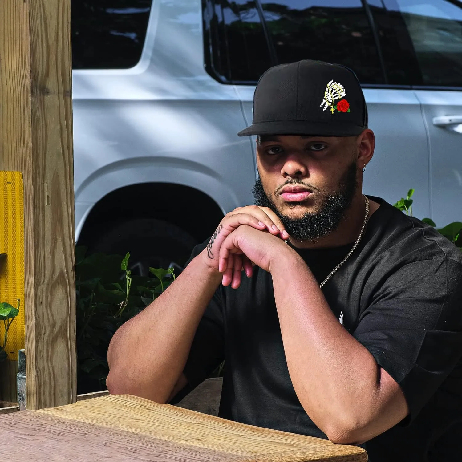 Flat Bill Brim Hat for Men Snap Backpack Men Snapback Hats Trucker Hats Adjustable Men's Baseball Caps Black