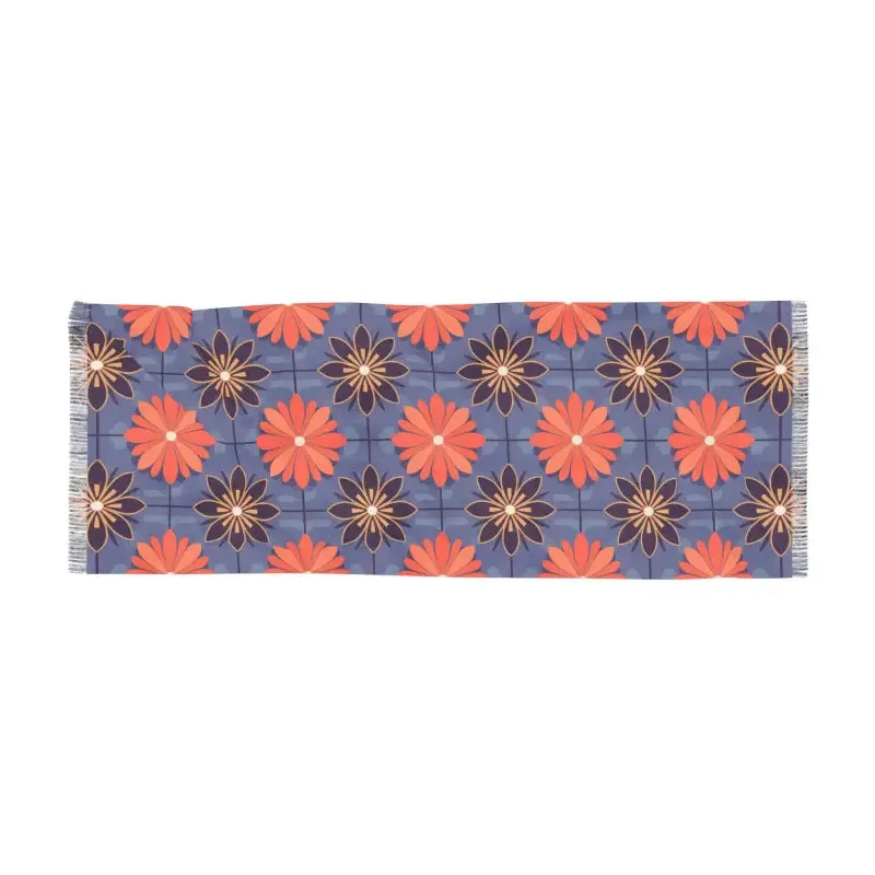 Floral Light Scarf with Red Flowers