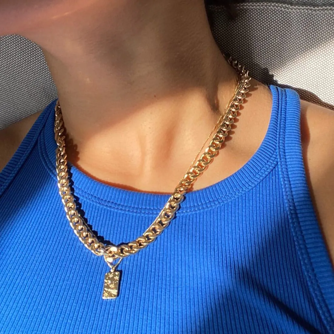 FUCHSIA curb chain necklace gold-plated