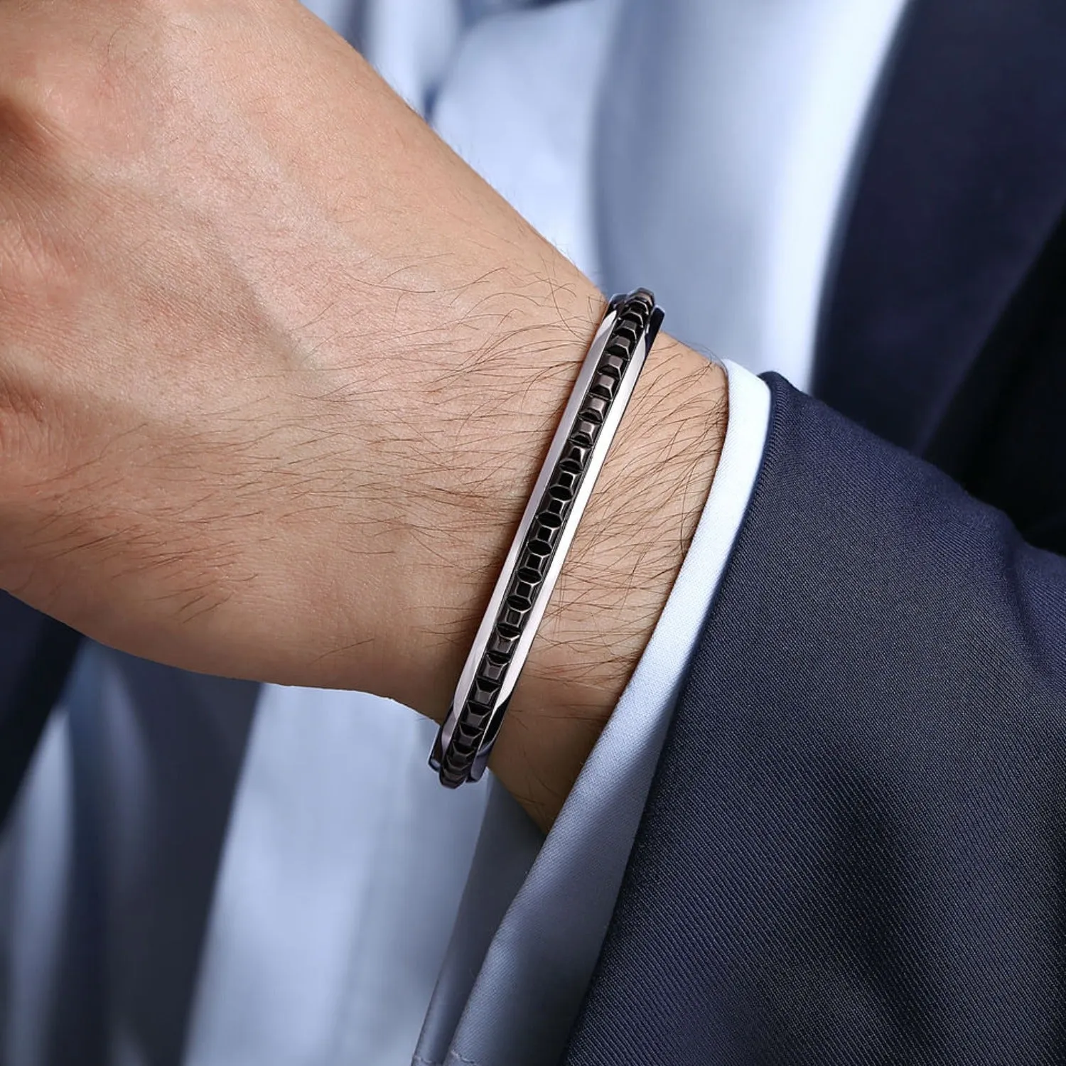 Gabriel & Co. Open Cuff Bracelet with Black Grommets