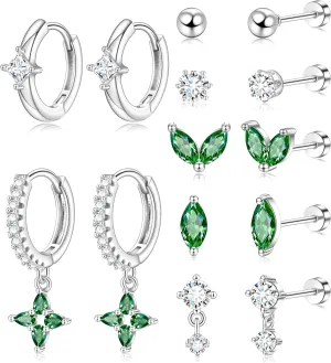 Gold Flat Back Stud Earrings Set Surgical Stainless Steel Dainty Cartilage Earring Pack for Women Men