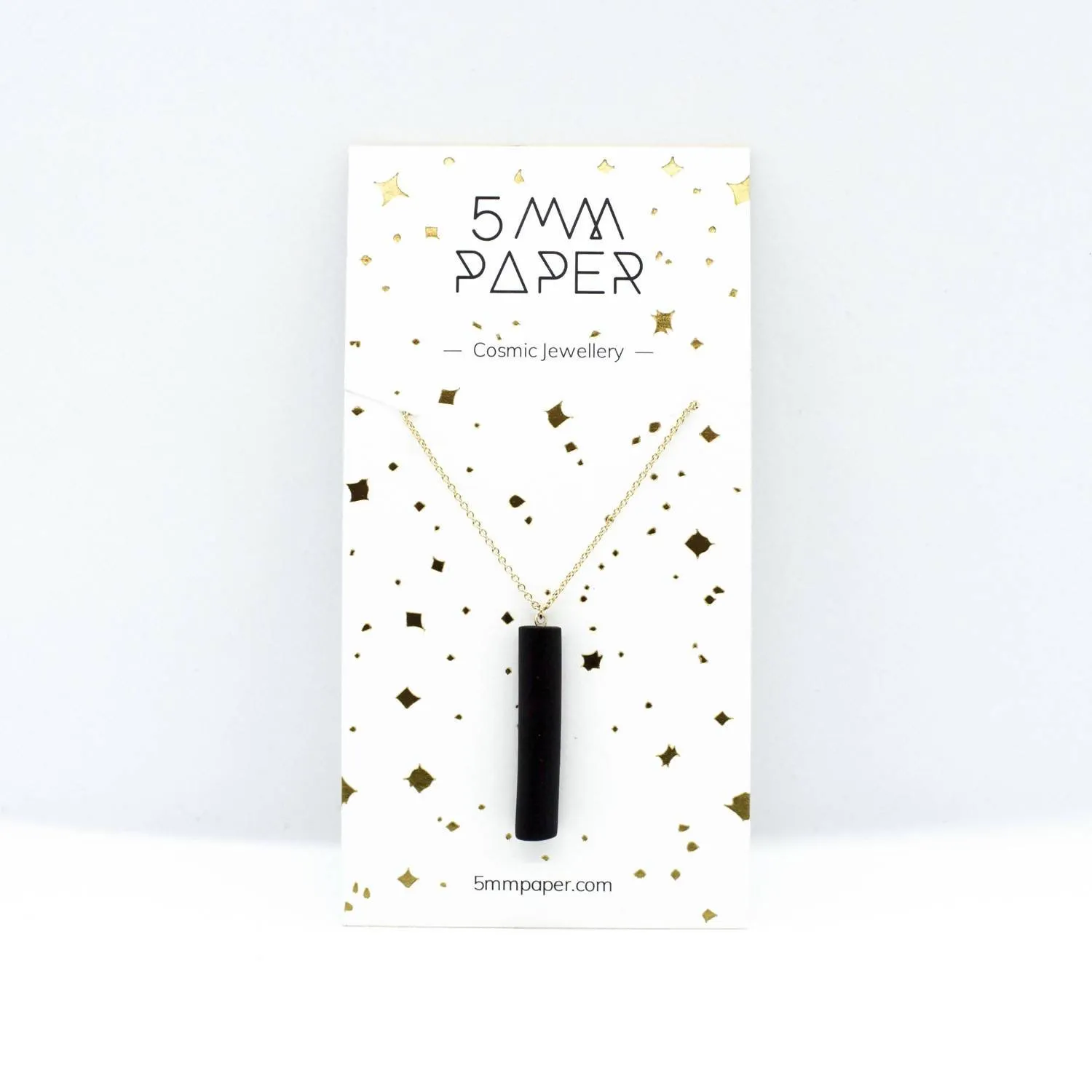 Gold Necklace - Black Bar Pendant