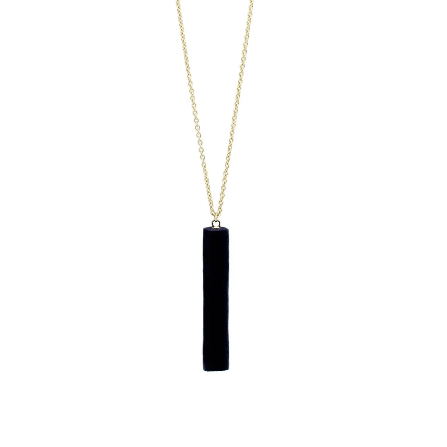 Gold Necklace - Black Bar Pendant