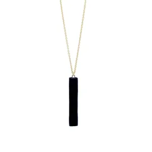 Gold Necklace - Black Bar Pendant