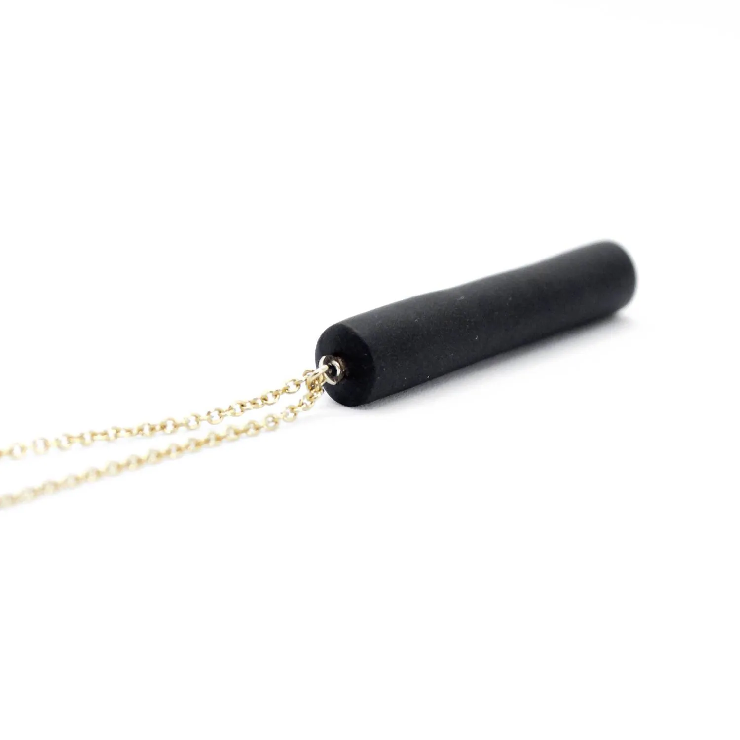 Gold Necklace - Black Bar Pendant