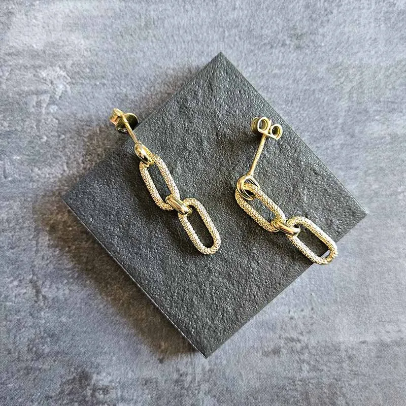Gold Paperclip Dangling Earrings