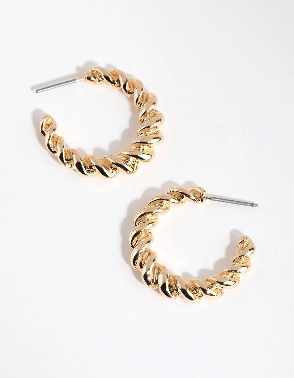 Gold Small Twist Hoop Earrings