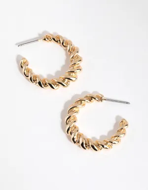 Gold Small Twist Hoop Earrings