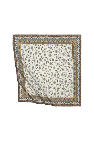 Gold Wildflower Pattern Silky Square Scarf
