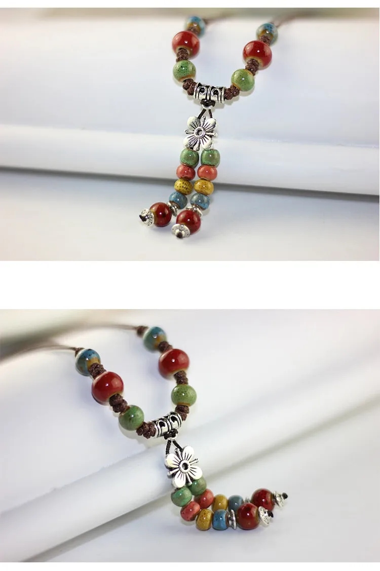 Handmade ceramic fashion simple collarbone chain long sweater chain