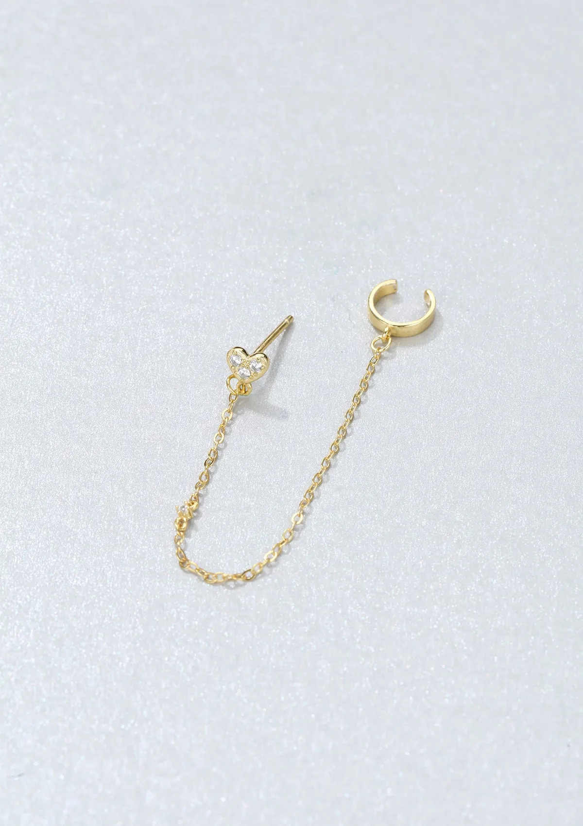 Heart Ear Cuff Sterling Silver Gold