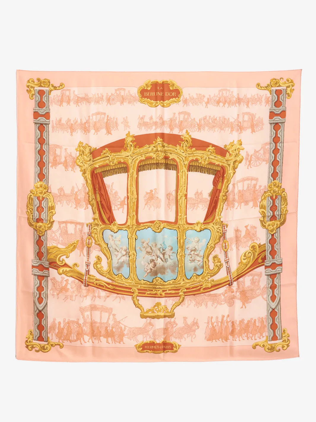 Hermès Silk Scarf Printed "La Berline D'or"