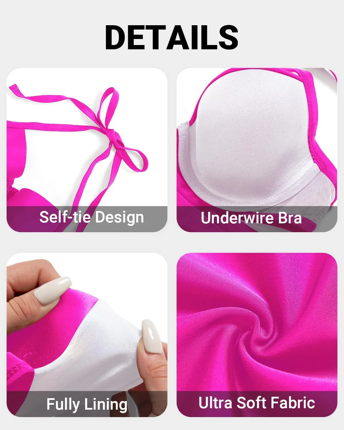 High Waisted Underwire Bikini Sets - Women 2025 Two Piece Swimsuits Halter Bathing Suits with Tummy Control Bottom