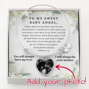 Infant Loss Healing Gift for Grieving Mothers, Keepsake Jewelry Baby Ultrasound Photo Bangle Bracelet