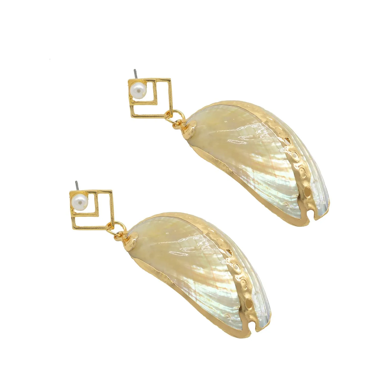 Joker & Witch Niata Shell Drop Gold Earrings for Women