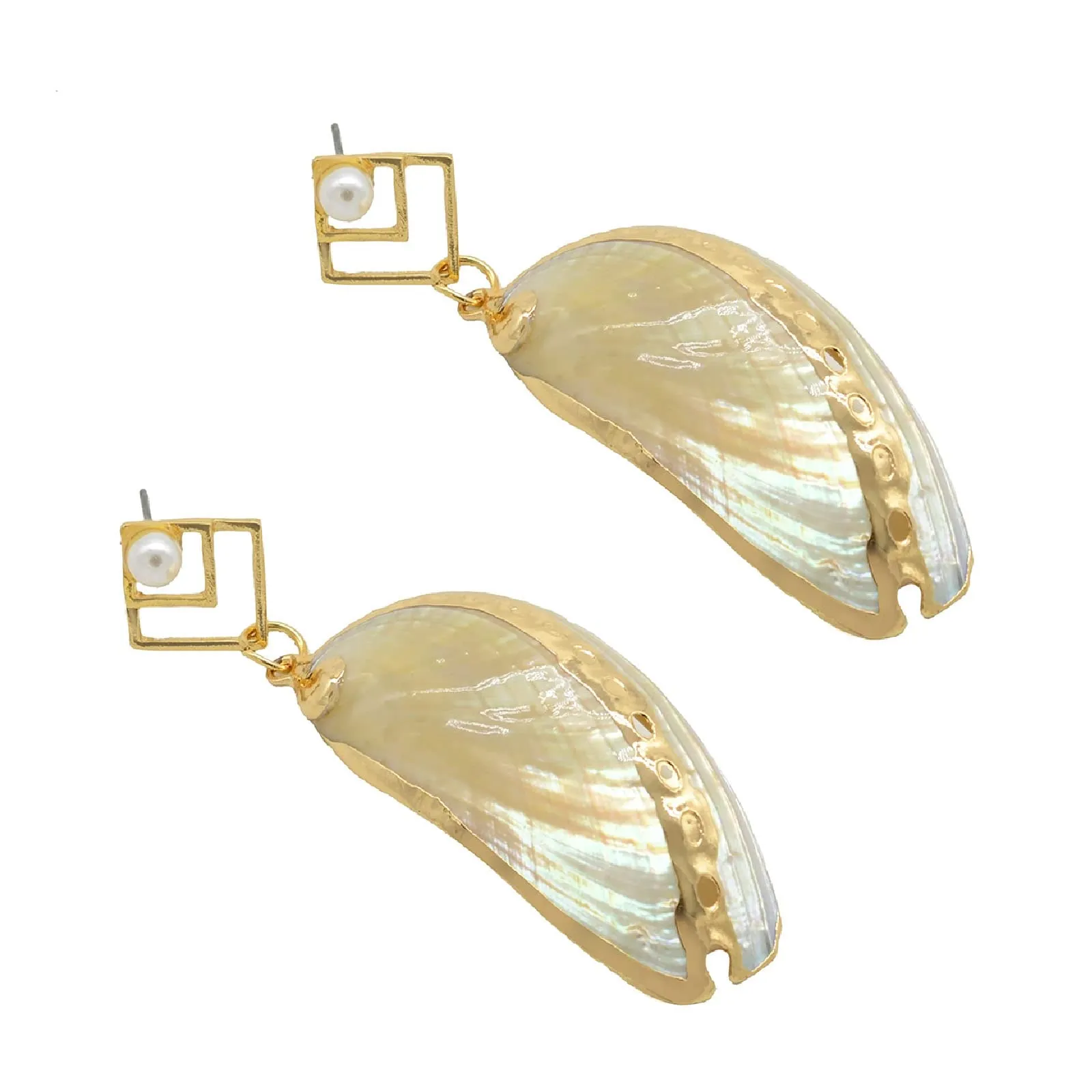 Joker & Witch Niata Shell Drop Gold Earrings for Women