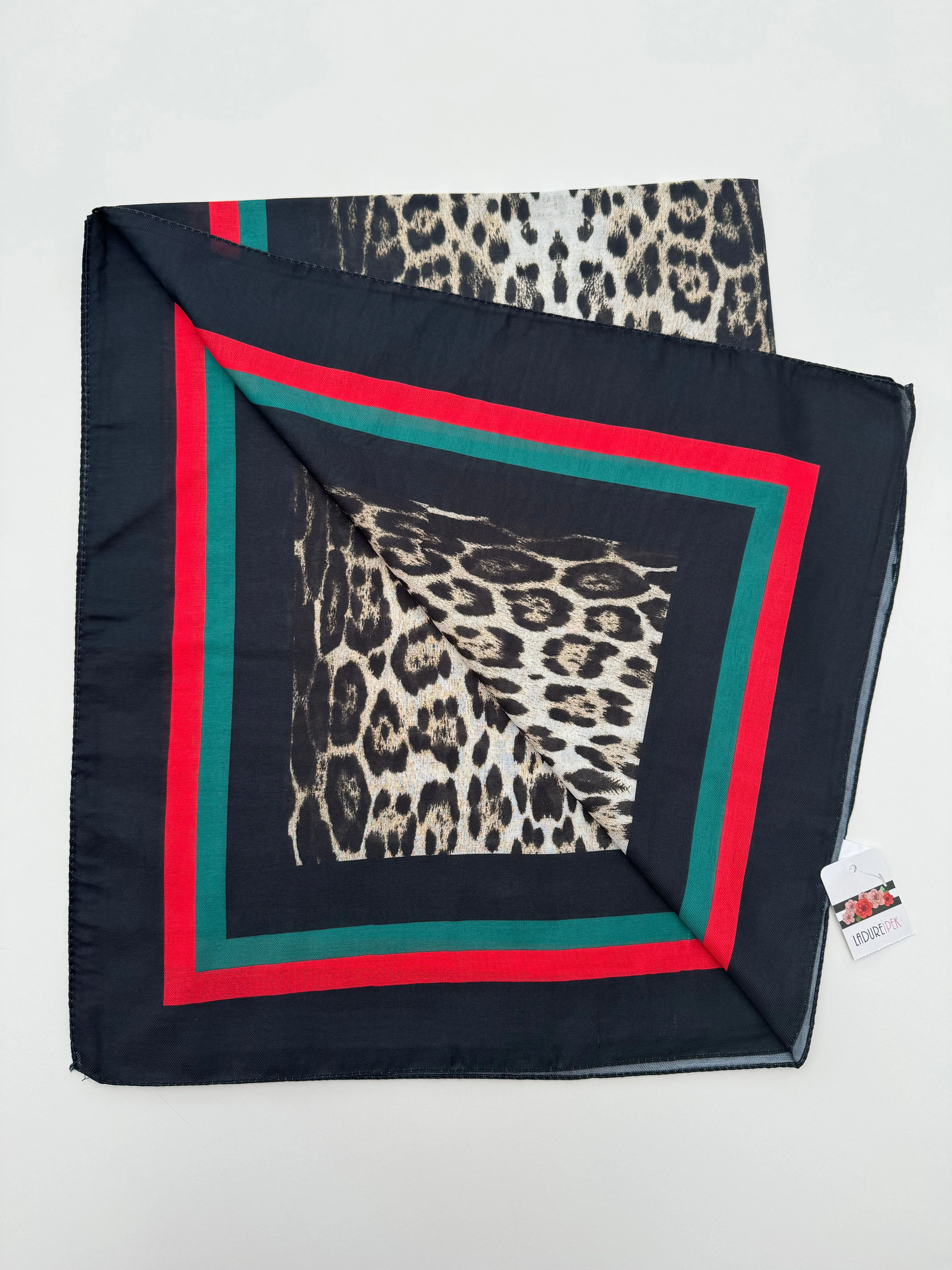 Leopard with Green & Red Line