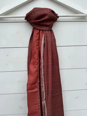 Maroon Lined Jacquard Scarf