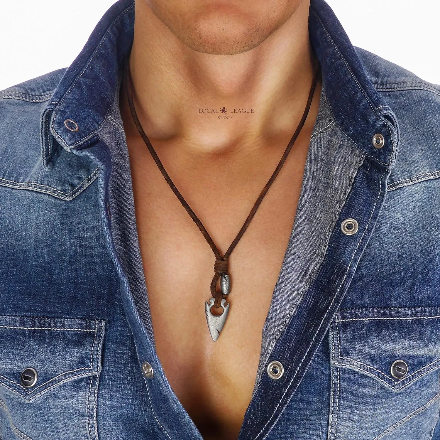 Mens Necklace with Cross/Tooth/Arrowhead/Surfboard/Tusk Pendant SURF-INSPIRED STYLE Leather Cord for Men, Boys Boyfriend Holidays Vacation BEACH Party Tribal Festival Imitation