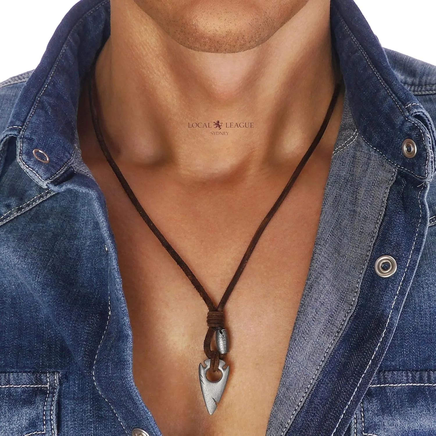 Mens Necklace with Cross/Tooth/Arrowhead/Surfboard/Tusk Pendant SURF-INSPIRED STYLE Leather Cord for Men, Boys Boyfriend Holidays Vacation BEACH Party Tribal Festival Imitation