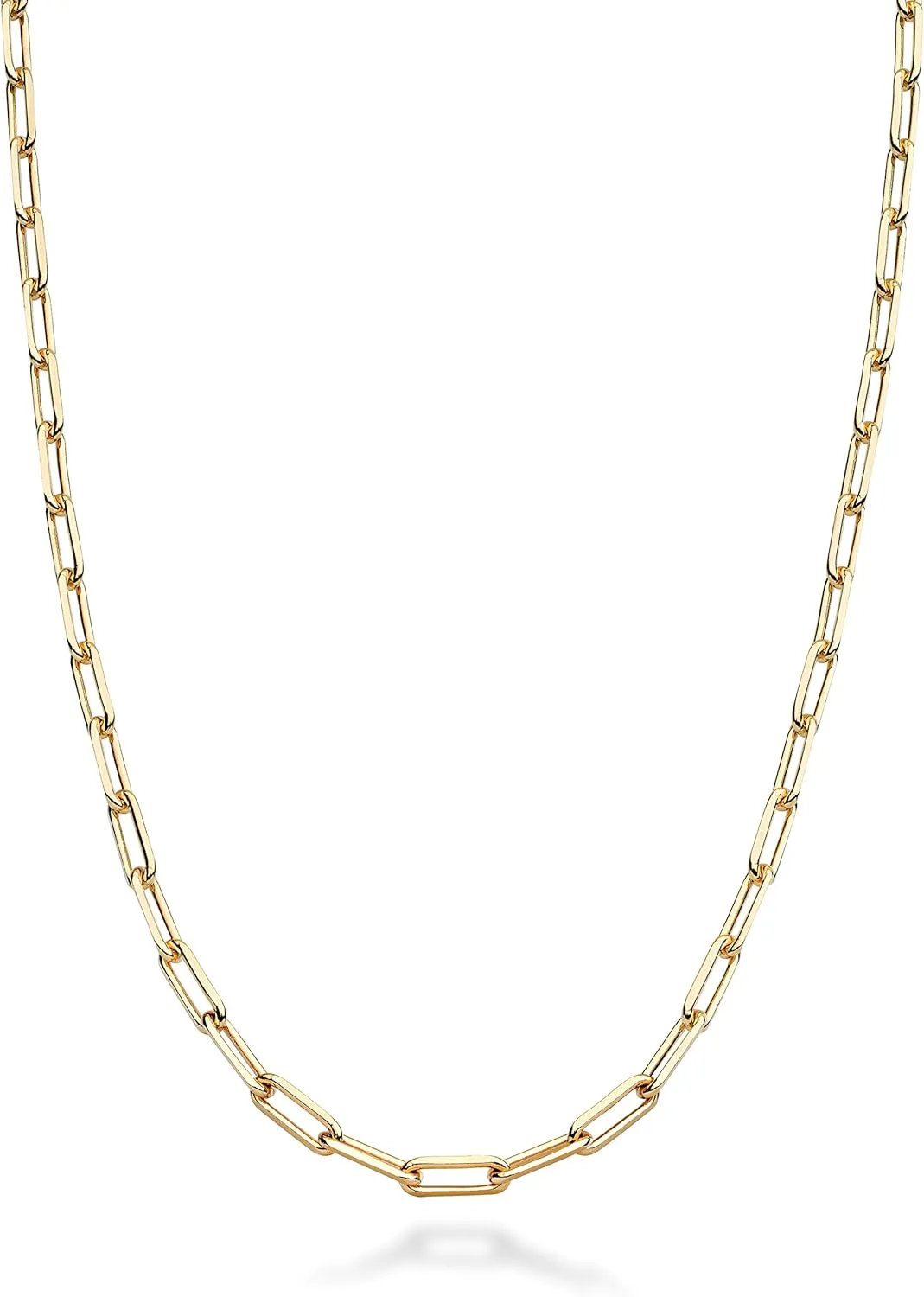 Miabella Italian Solid 925 Sterling Silver, 18Kt Gold Plated 2.5mm Paperclip Link Chain Necklace for Women Men, Made in Italy