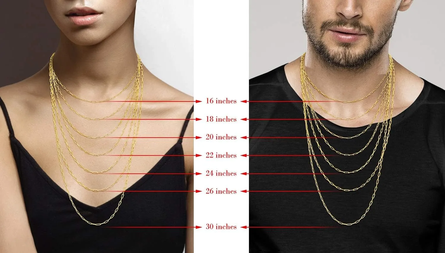 Miabella Italian Solid 925 Sterling Silver, 18Kt Gold Plated 2.5mm Paperclip Link Chain Necklace for Women Men, Made in Italy